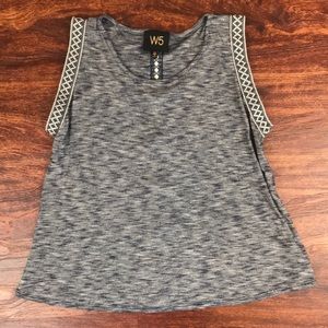Tribal tank top with embroidered detailing